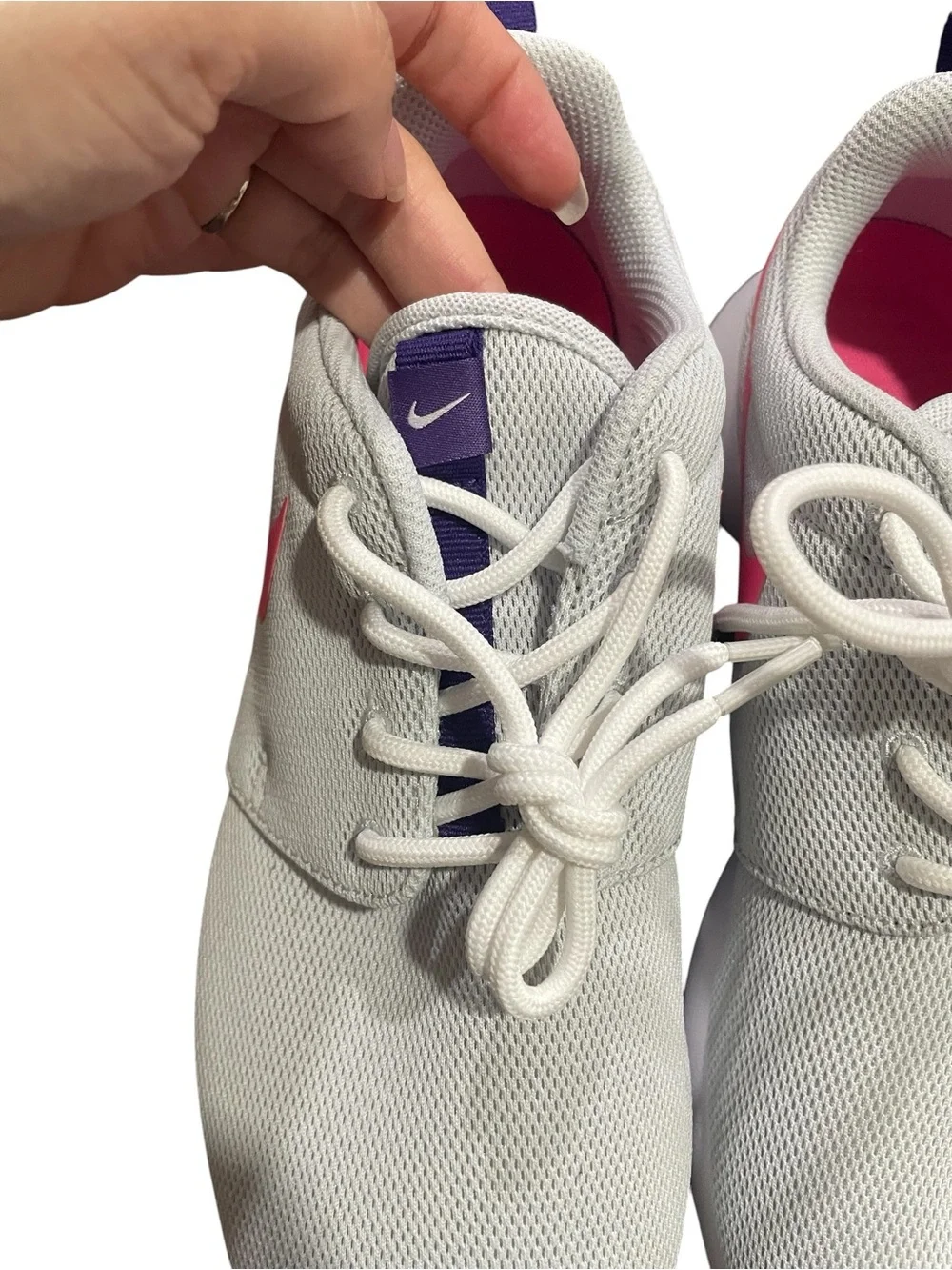 Nike Roshe One Flyknit Women's Pure Platinum Pink Razor Sneakers Size 9.5